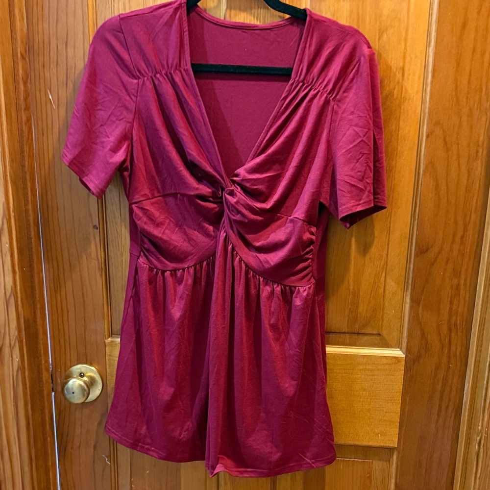 Chic Burgundy Peplum Top